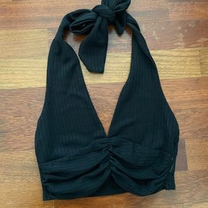 SHEIN Rib-Knit Crop Halter Top